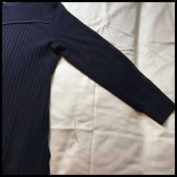 Exclusively Misook Navy Blue Zip Front Ribbed Jacket Mesh Details Size S - Picture 2 of 11